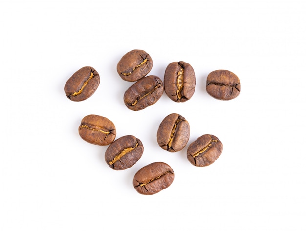 Coffee beans isolated on white