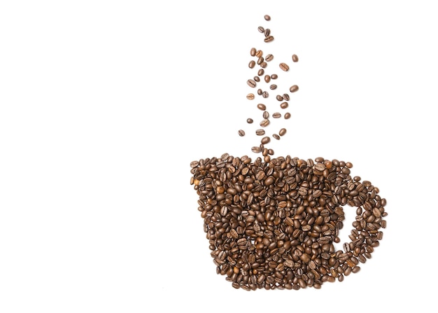 Coffee beans laid out in the shape of a cup 2