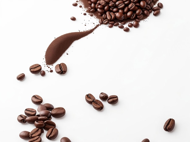 coffee beans levitate on a white background