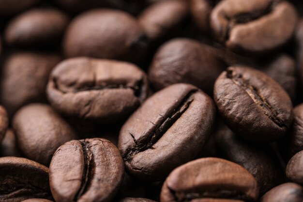 Coffee beans macro background