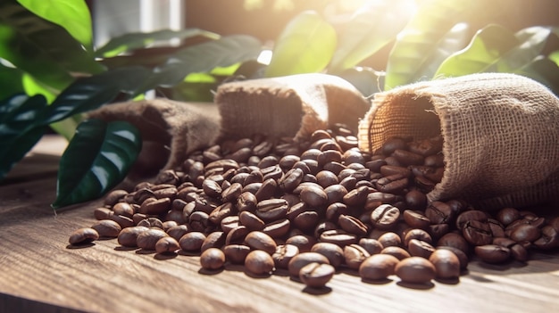 Coffee beans and other coffee beans on a table