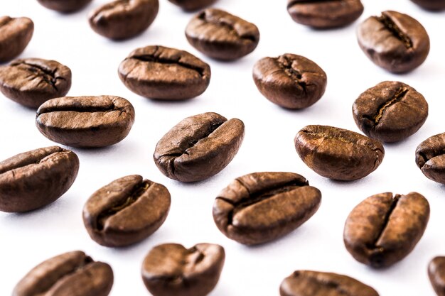 Coffee beans pattern on white