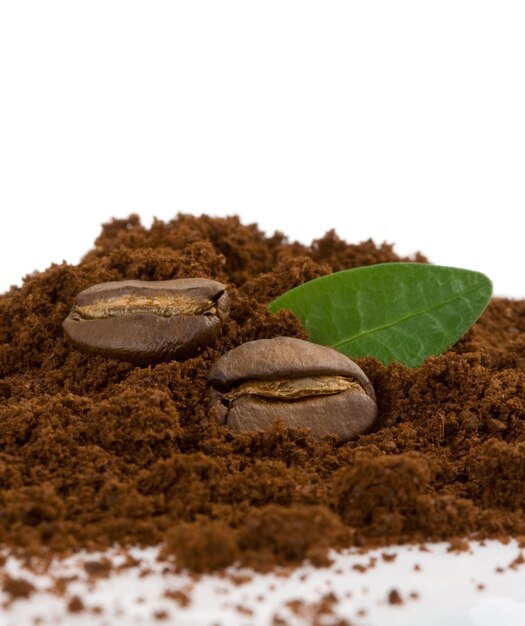 Coffee beans and powder isolated 