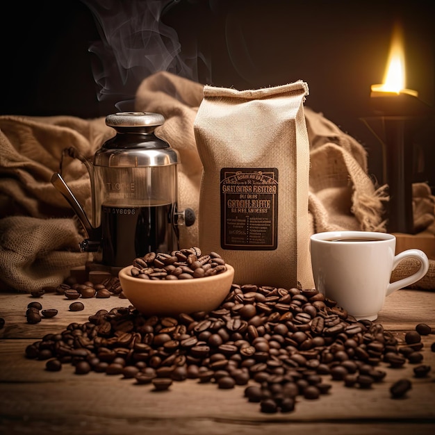 coffee beans product photography warm and cozy studio close up