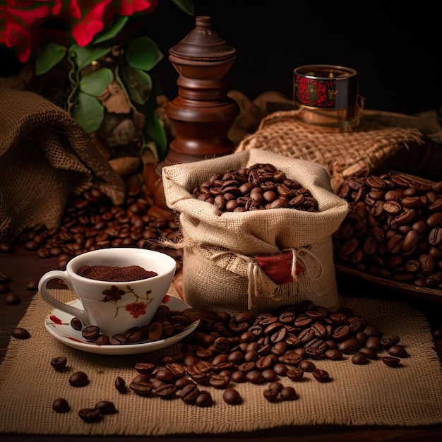 coffee beans product photography warm and cozy studio close up