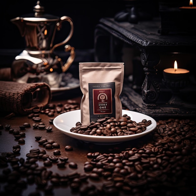 coffee beans product photography warm and cozy studio close up