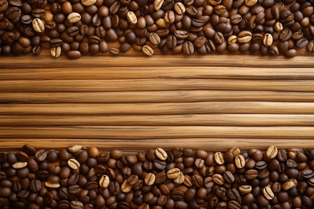 Coffee beans on rustic wood perfect for vintage themed backgrounds