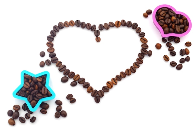 Coffee beans in the shape of a heart