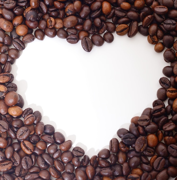 Coffee beans in the shape of a heart