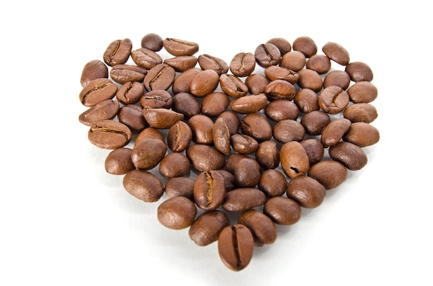 Coffee beans in the shape of heart