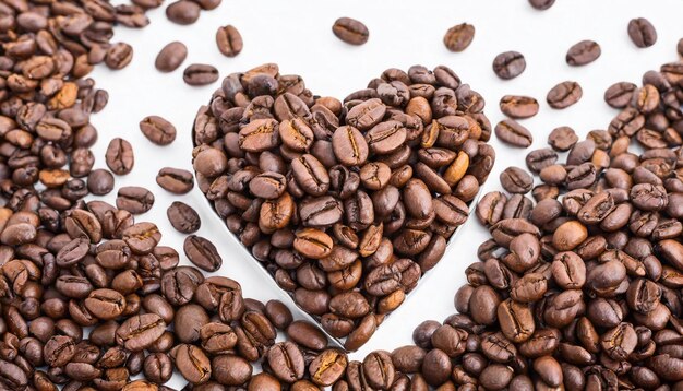 Photo coffee beans in the shape of a heart