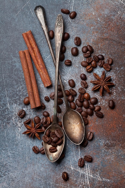 Coffee beans and spices