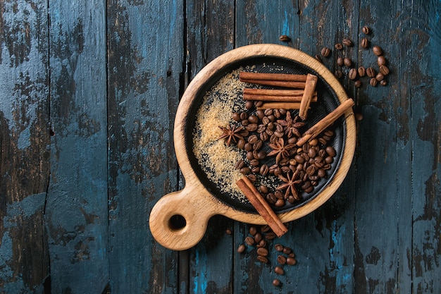 Coffee beans and spices