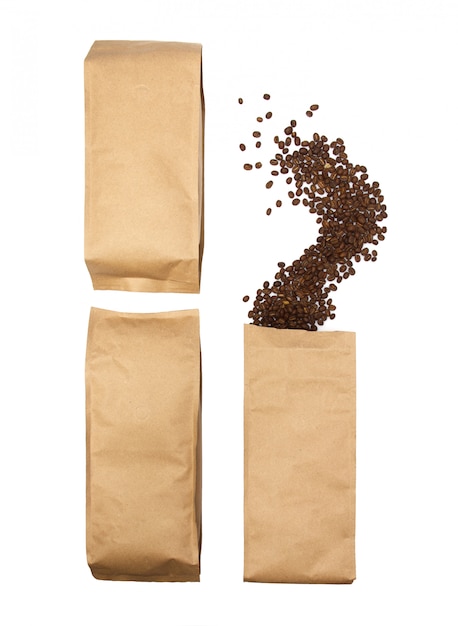 Coffee beans spill out of the package