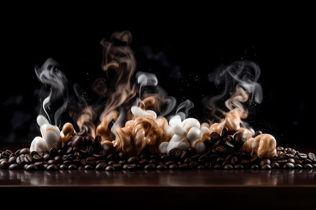 Photo coffee beans on the table background ai generated