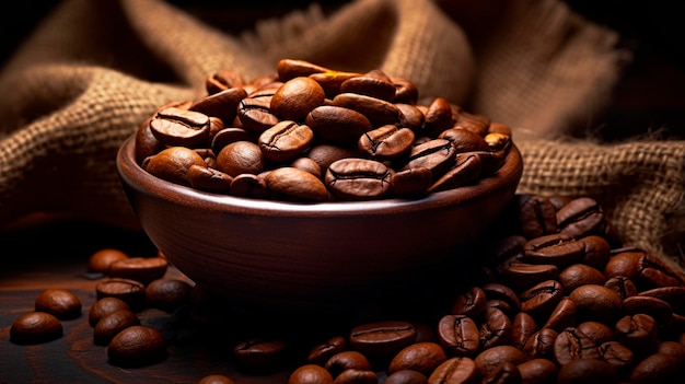 coffee beans on the table Selective focus