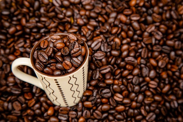 Coffee beans on the table straight from the farm beautiful and fragrant