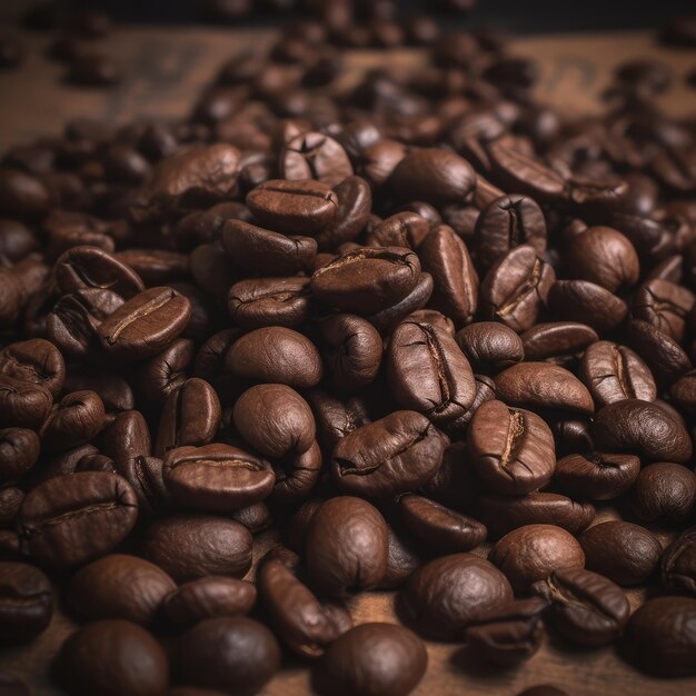 Coffee Beans on table with a dark studio background