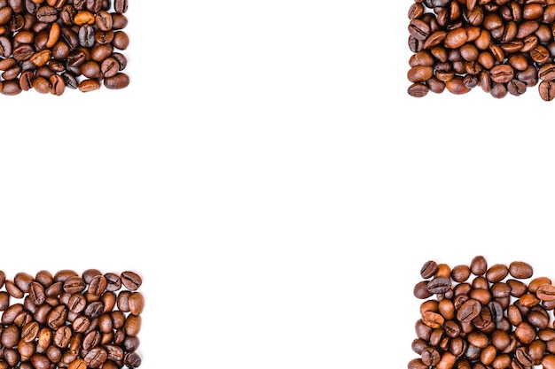 coffee beans top view copy space