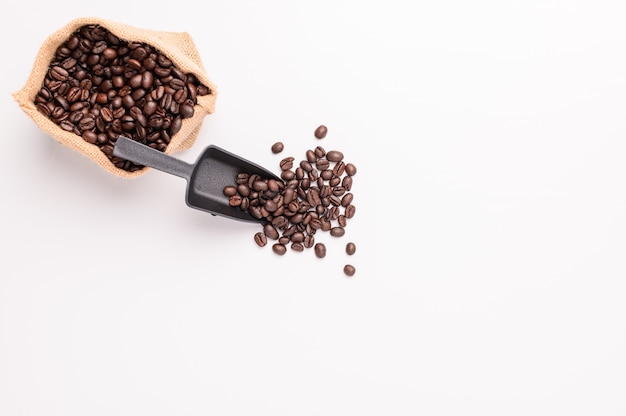 Coffee beans white background scene