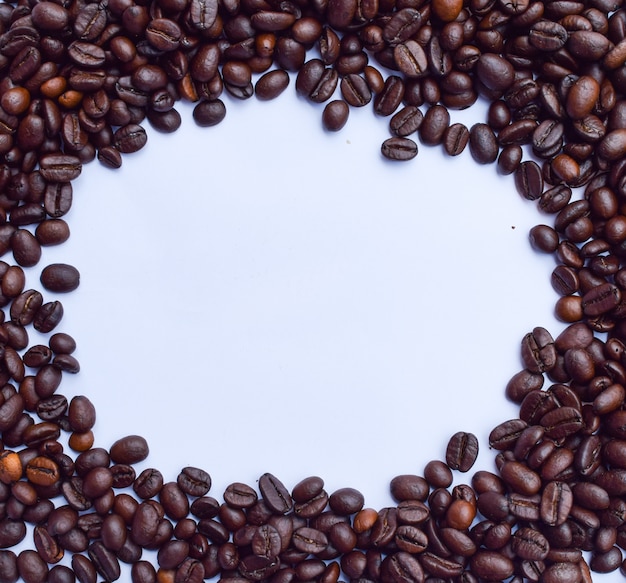 coffee beans on white background for texture