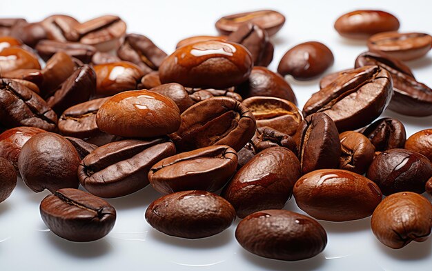 Coffee beans on a white background