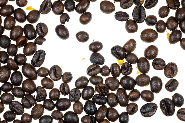 Coffee beans on white background.