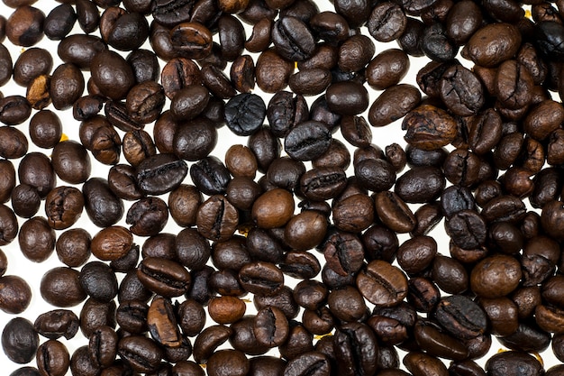 Coffee beans on white background.