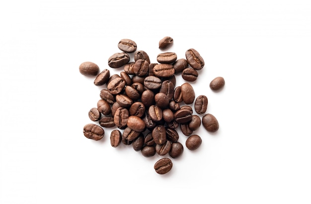 Coffee beans on white background.