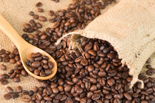 Coffee Beans with bags Sack