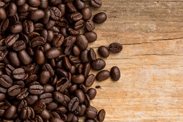 coffee beans on wooden background