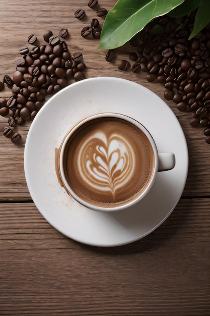 Coffee Beans on the wooden table banner template