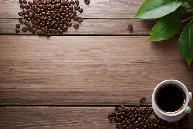 Coffee Beans on the wooden table banner template