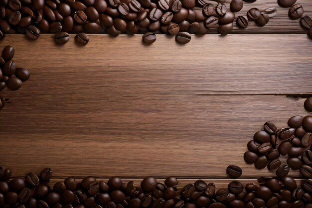 Coffee Beans on the wooden table banner template