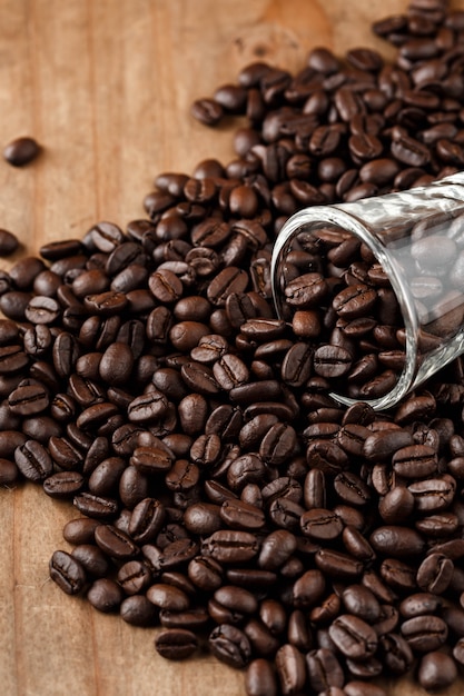 coffee beans on wooden table