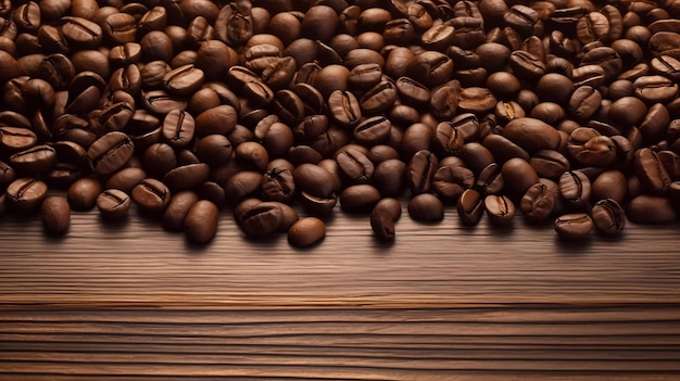 Coffee beans on a wooden table