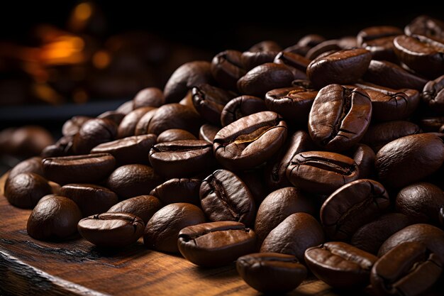 coffee beans on wooden table