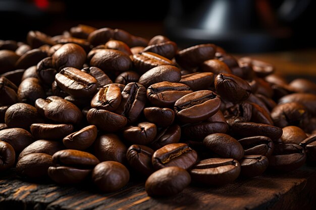 coffee beans on wooden table