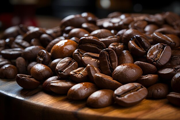 coffee beans on wooden table