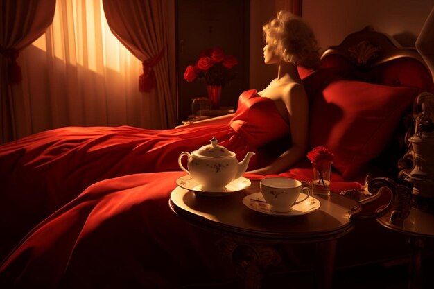 Coffee in the bed in the morning