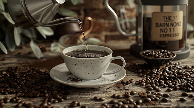 coffee being poured into a cup