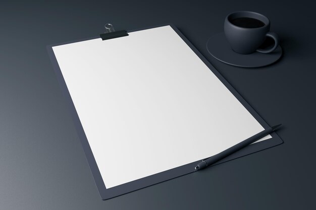 Photo coffee and blank clipboard