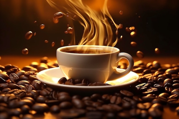 Coffee Bliss Savoring the Aromatic Symphony of Splashing Beans Generative AI