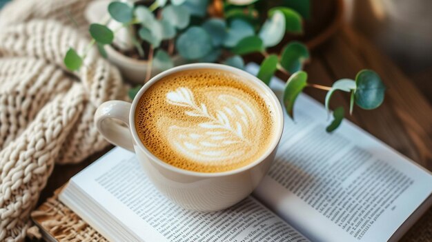 Foto sfondo del caffè e del libro