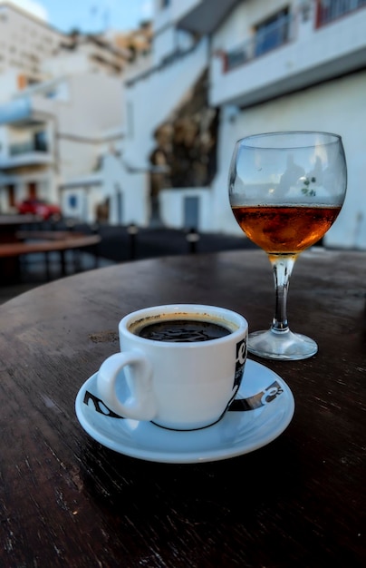 Foto caffè e brandy