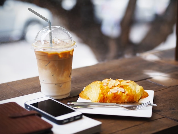 coffee and bread for breakfast in the morning or coffee break.