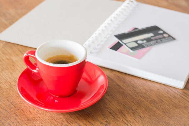 Coffee break on business work table