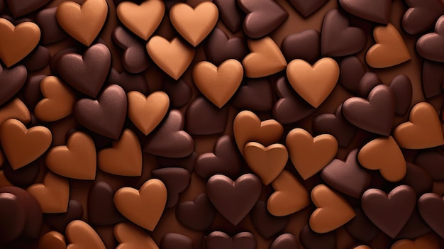 Coffee Brown Color Hearts as a background