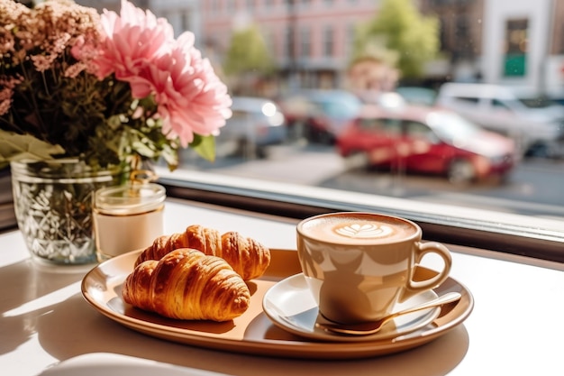 コーヒー カフェ、セントラル ロンドン、夏の朝の景色、プロの広告、食べ物の写真