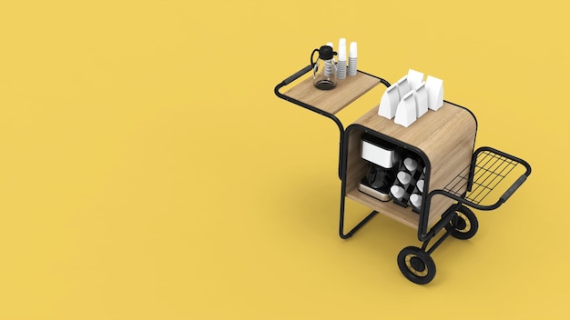 Coffee Cart Yellow Background